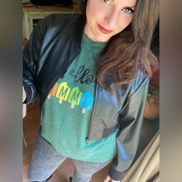 NWT Lamarque Evelin Faux Leather Cropped Bomber Jacket L - PERFECT FALL JACKET - Picture 15 of 17